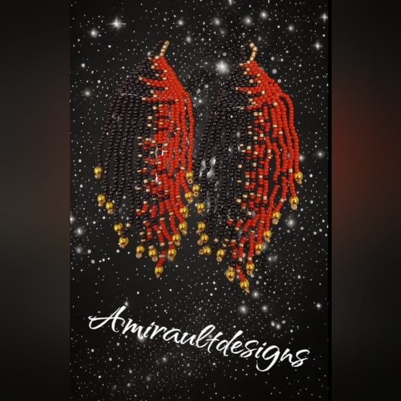 Beaded dangly color split earrings - Picture 2 of 2